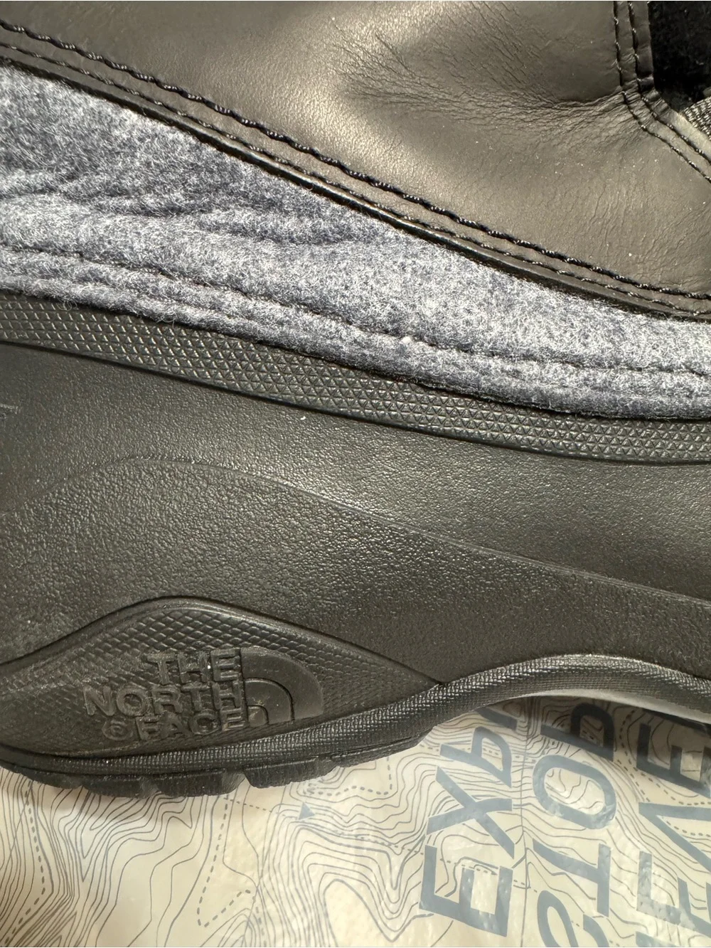 The North Face Women's Black and Gray Winter Lace-Up Boots with Red Accents